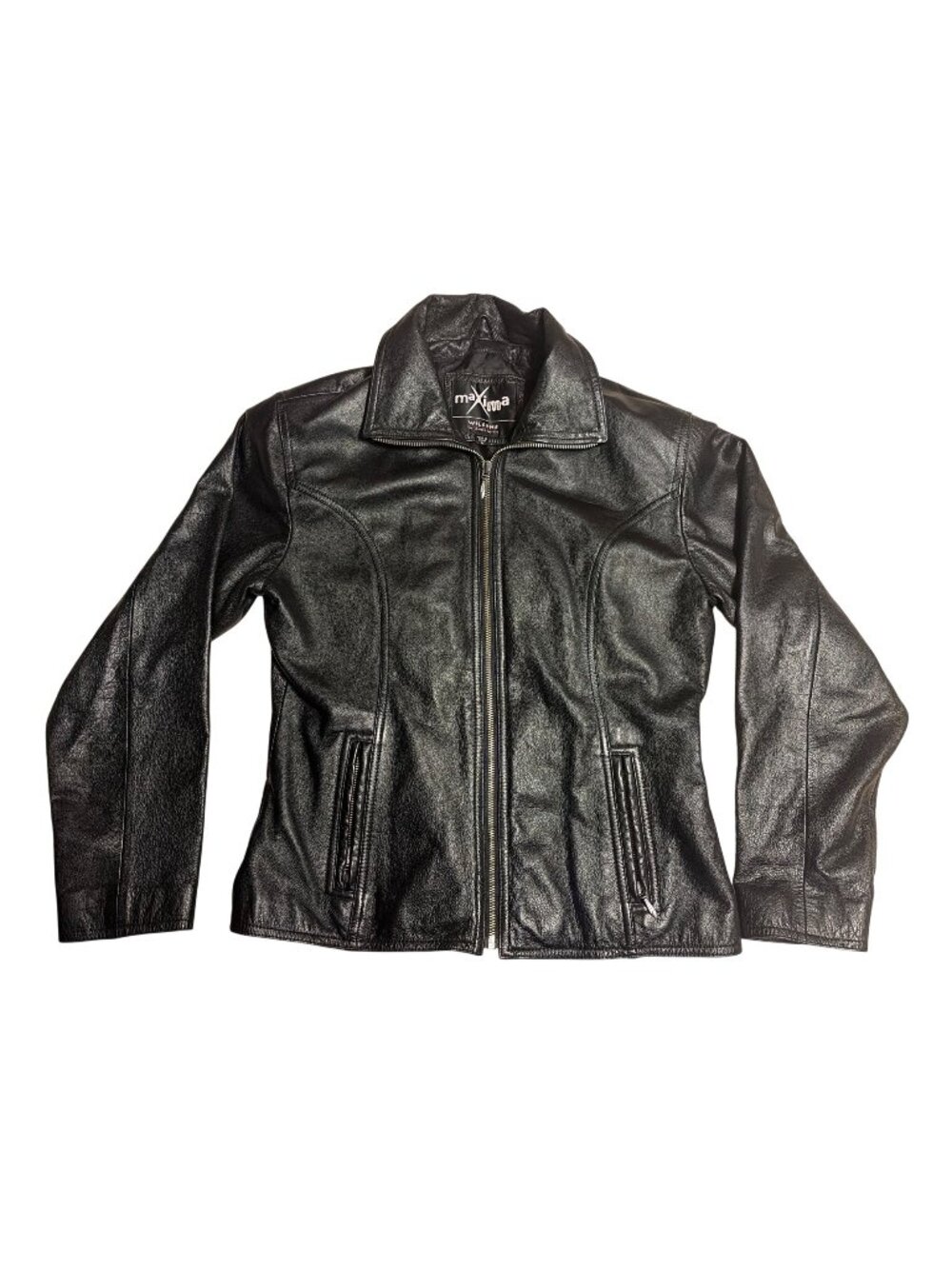 VTG 1988 Maxima By Wilsons Black Leather Jacket Sz M - Womens Classic Fitted Des